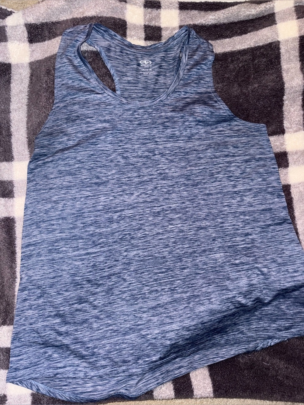 Blue Space-Dye Racerback Tank Top